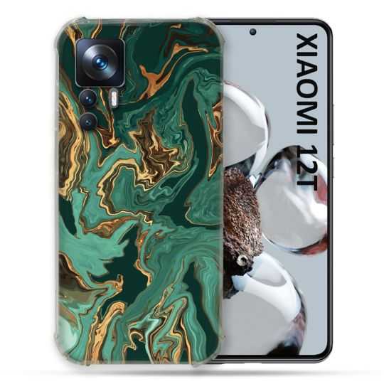 Coque Renforcée En Verre Trempé Pour Xiaomi 12T Texture Marbre Vert