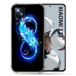 Coque Renforcée En Verre Trempé Pour Xiaomi 12T Texture Plume Infini Bleu
