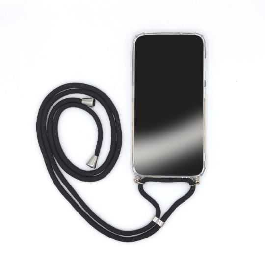 Coque Renforcée En Verre Trempé Transparente Pour Xiaomi 12T avec Lanière / Bandoulière Cordon Noir
