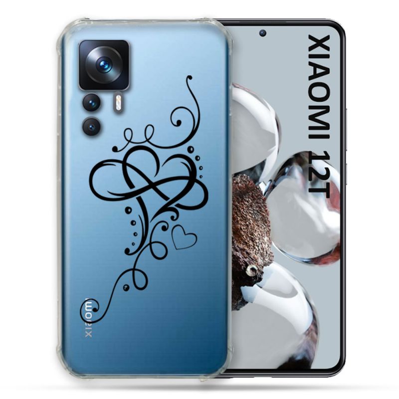 Coque Renforcée En Verre Trempé Transparente Pour Xiaomi 12T Cœur infini
