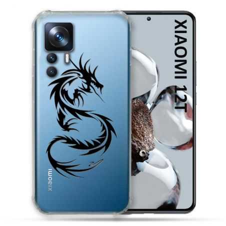 Coque Renforcée En Verre Trempé Transparente Pour Xiaomi 12T Dragon Noir