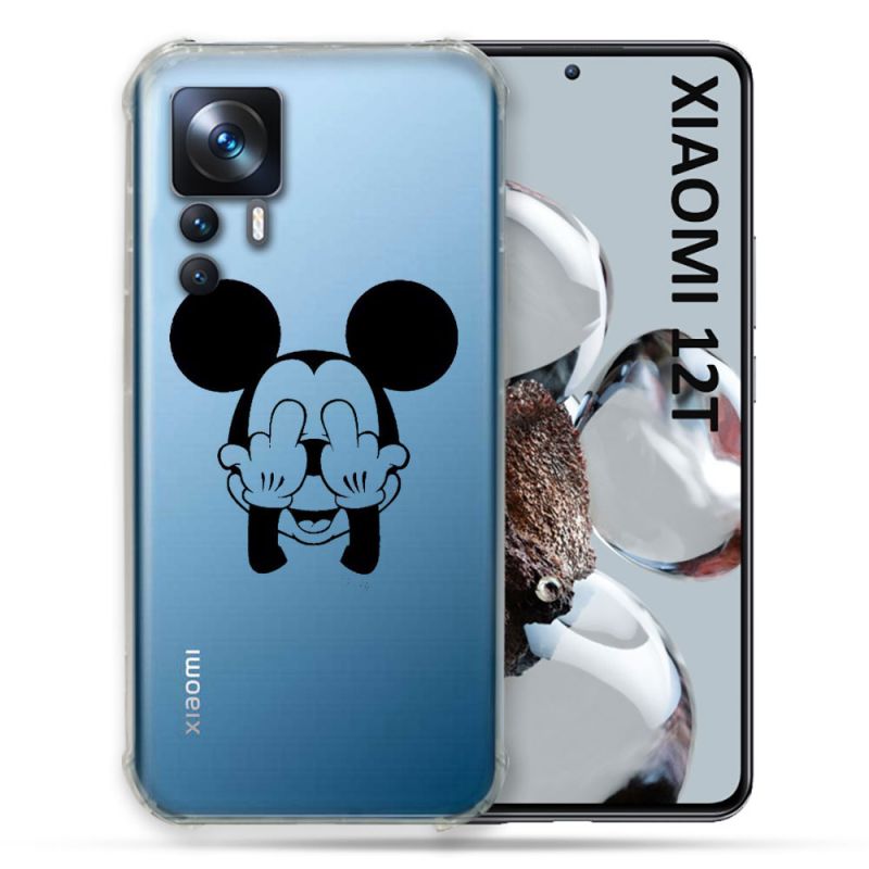 Coque Renforcée En Verre Trempé Transparente Pour Xiaomi 12T Mickey doigt