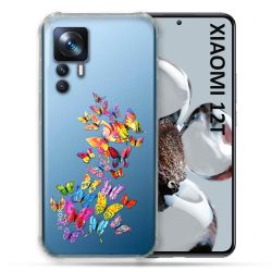 Coque Renforcée En Verre Trempé Transparente Pour Xiaomi 12T Papillon Multicolore