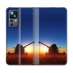 Housse Cuir Portefeuille Pour Xiaomi 12T Agriculture Moissonneuse Soleil