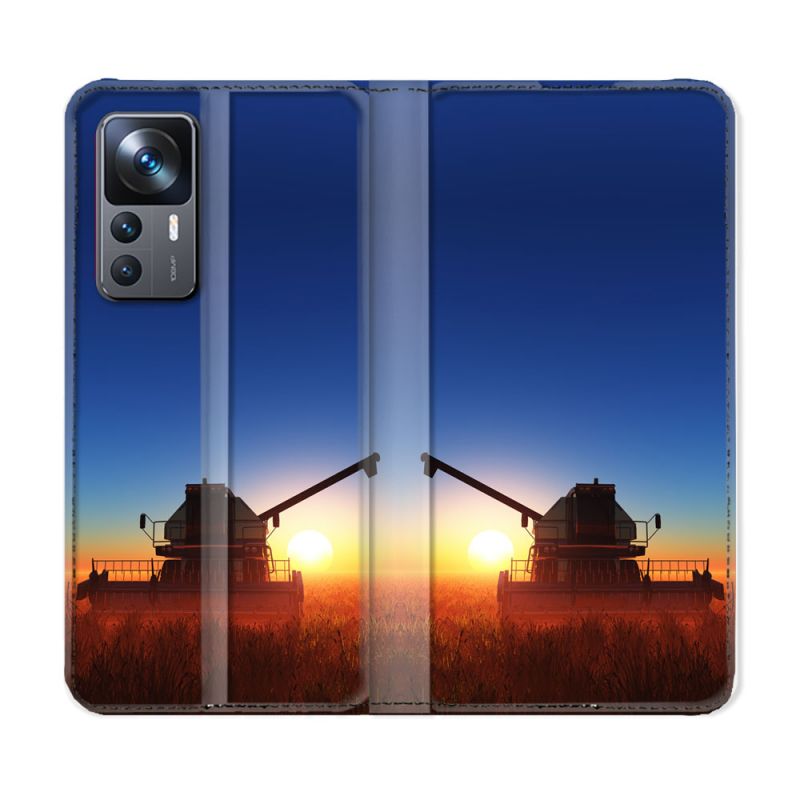 Housse Cuir Portefeuille Pour Xiaomi 12T Agriculture Moissonneuse Soleil