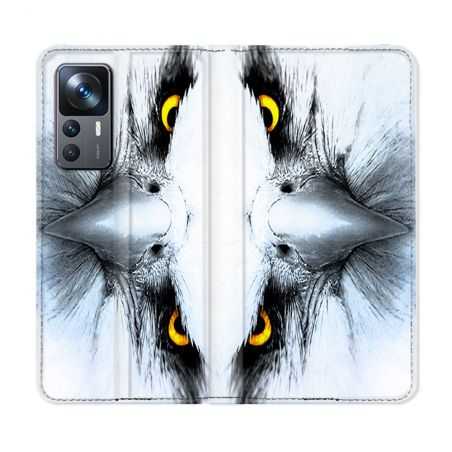 Housse Cuir Portefeuille Pour Xiaomi 12T Animal Aigle Royal Blanc