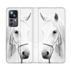Housse Cuir Portefeuille Pour Xiaomi 12T Animal Cheval Cristal