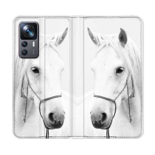 Housse Cuir Portefeuille Pour Xiaomi 12T Animal Cheval Cristal