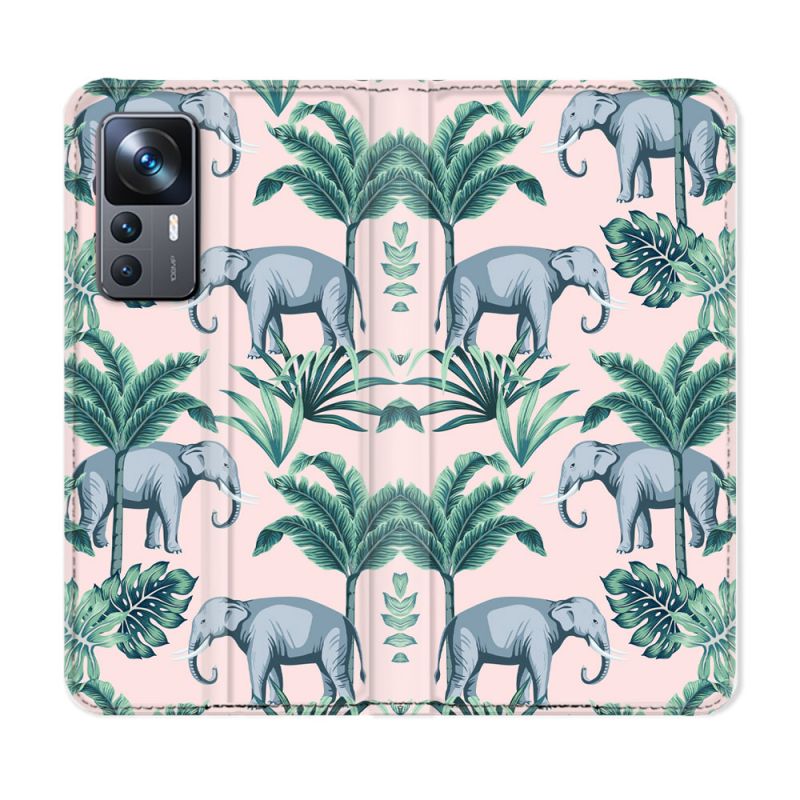 Housse Cuir Portefeuille Pour Xiaomi 12T Animal Elephant Pattern