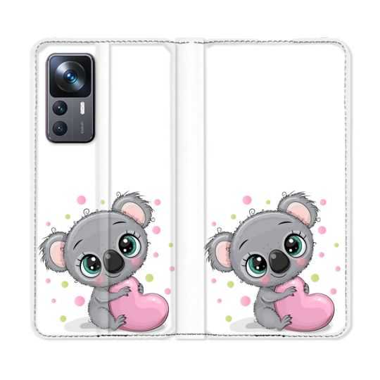 Housse Cuir Portefeuille Pour Xiaomi 12T Animal Koala Cœur