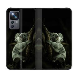 Housse Cuir Portefeuille Pour Xiaomi 12T Animal Koala Noir