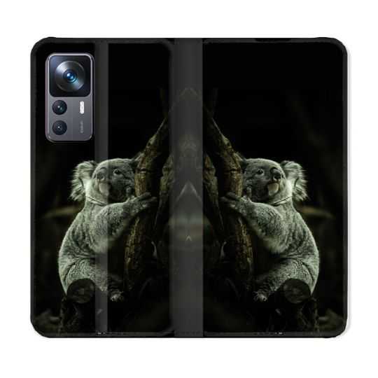 Housse Cuir Portefeuille Pour Xiaomi 12T Animal Koala Noir