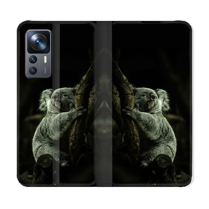 Housse Cuir Portefeuille Pour Xiaomi 12T Animal Koala Noir