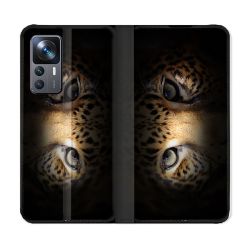 Housse Cuir Portefeuille Pour Xiaomi 12T Animal Leopard Yeux