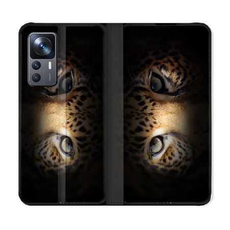 Housse Cuir Portefeuille Pour Xiaomi 12T Animal Leopard Yeux