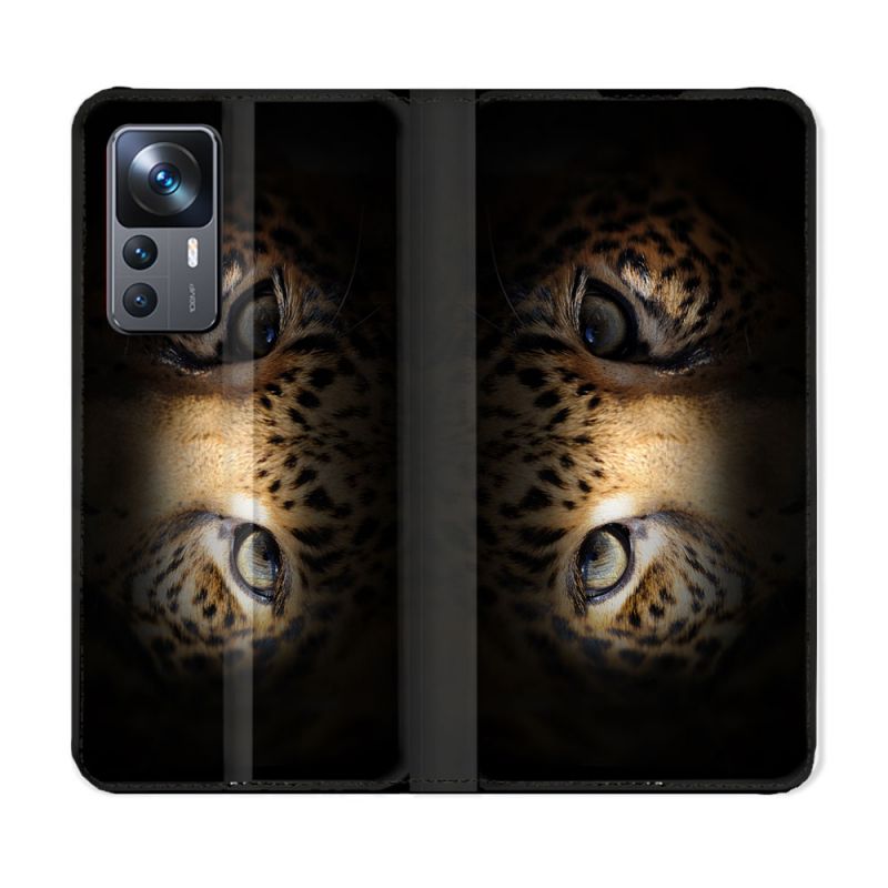 Housse Cuir Portefeuille Pour Xiaomi 12T Animal Leopard Yeux