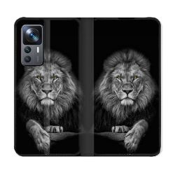 Housse Cuir Portefeuille Pour Xiaomi 12T Animal Lion Majestueux