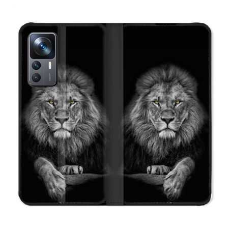 Housse Cuir Portefeuille Pour Xiaomi 12T Animal Lion Majestueux
