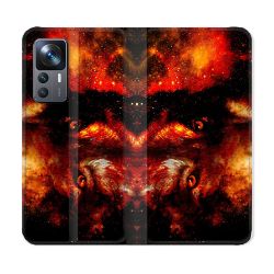 Housse Cuir Portefeuille Pour Xiaomi 12T Animal Loup Espace