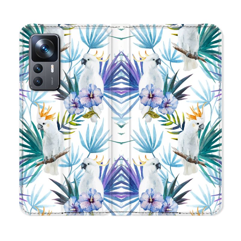 Housse Cuir Portefeuille Pour Xiaomi 12T Animal Perroquet Peinture