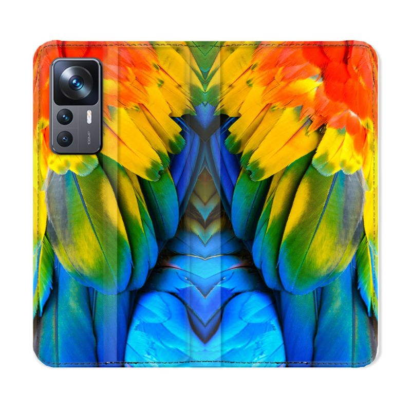 Housse Cuir Portefeuille Pour Xiaomi 12T Animal Perroquet Plume