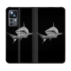 Housse Cuir Portefeuille Pour Xiaomi 12T Animal Requin Sombre