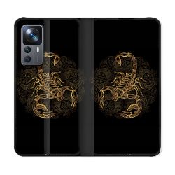 Housse Cuir Portefeuille Pour Xiaomi 12T Animal Scorpion Fresque