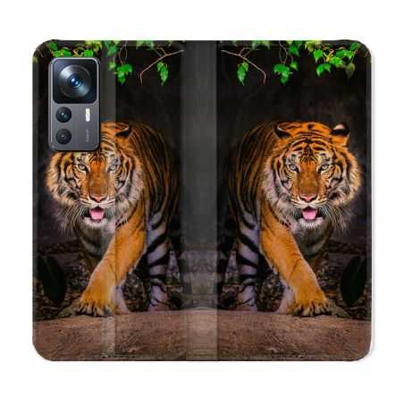Housse Cuir Portefeuille Pour Xiaomi 12T Animal Tigre Jungle