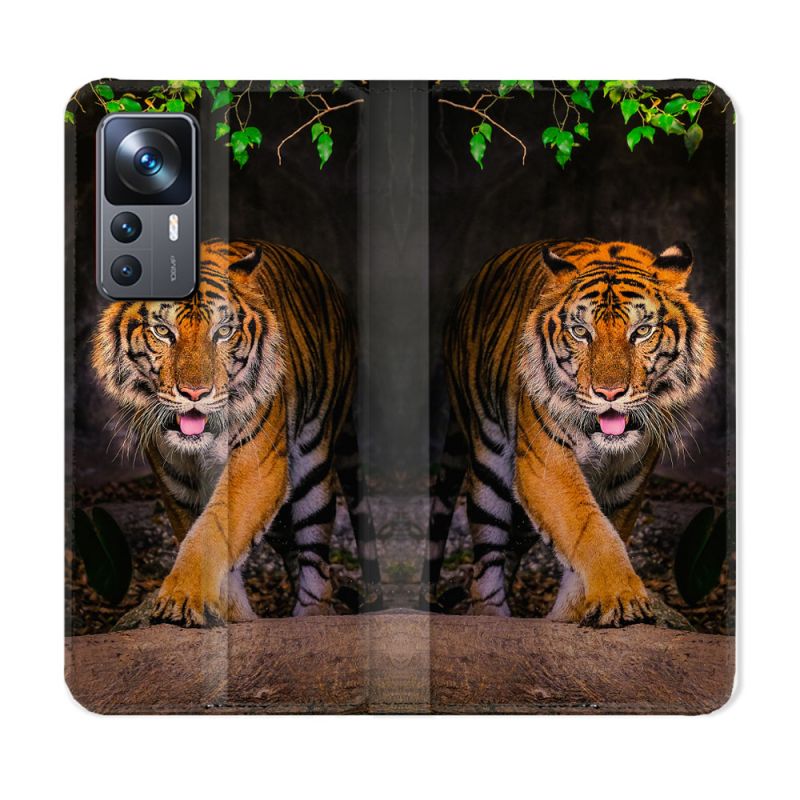 Housse Cuir Portefeuille Pour Xiaomi 12T Animal Tigre Jungle
