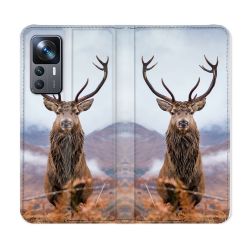 Housse Cuir Portefeuille Pour Xiaomi 12T Chasse Chevreuil Montagne