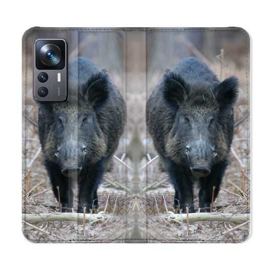 Housse Cuir Portefeuille Pour Xiaomi 12T Chasse Sanglier Pin