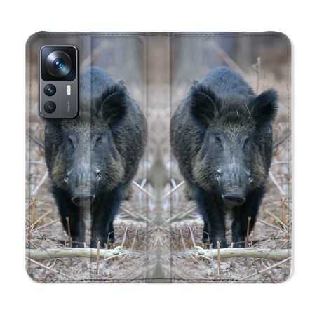 Housse Cuir Portefeuille Pour Xiaomi 12T Chasse Sanglier Pin
