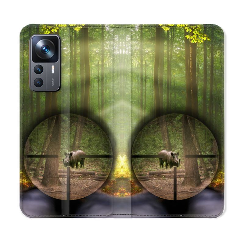 Housse Cuir Portefeuille Pour Xiaomi 12T Chasse Sanglier Viseur