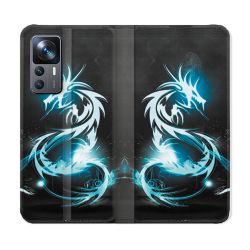 Housse Cuir Portefeuille Pour Xiaomi 12T Fantastique Dragon Bleu