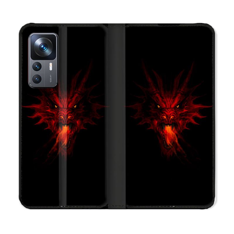 Housse Cuir Portefeuille Pour Xiaomi 12T Fantastique Dragon Feu