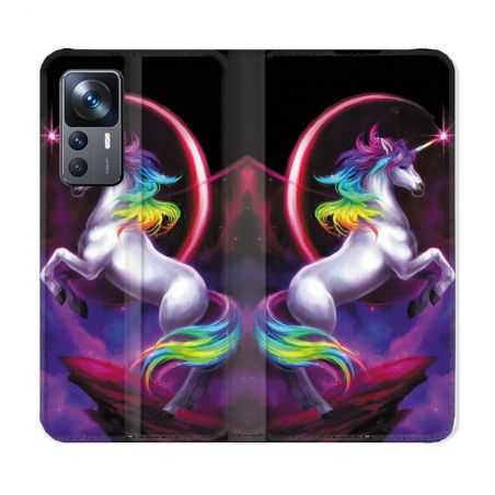 Housse Cuir Portefeuille Pour Xiaomi 12T Fantastique Licorne Arc en ciel