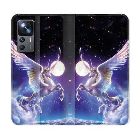 Housse Cuir Portefeuille Pour Xiaomi 12T Fantastique Licorne Céleste
