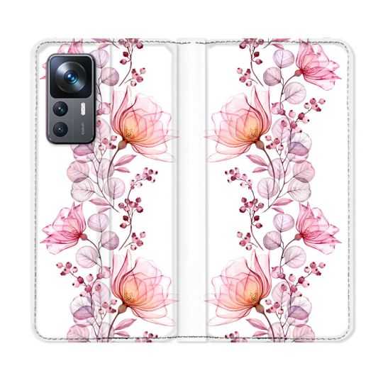 Housse Cuir Portefeuille Pour Xiaomi 12T Fleur Eclosion
