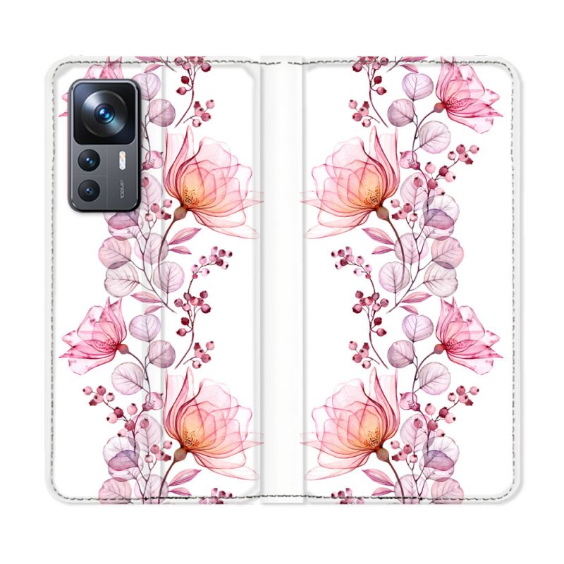 Housse Cuir Portefeuille Pour Xiaomi 12T Fleur Eclosion