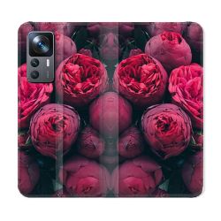 Housse Cuir Portefeuille Pour Xiaomi 12T Fleur Pivoine
