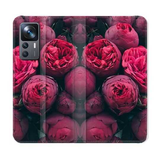 Housse Cuir Portefeuille Pour Xiaomi 12T Fleur Pivoine