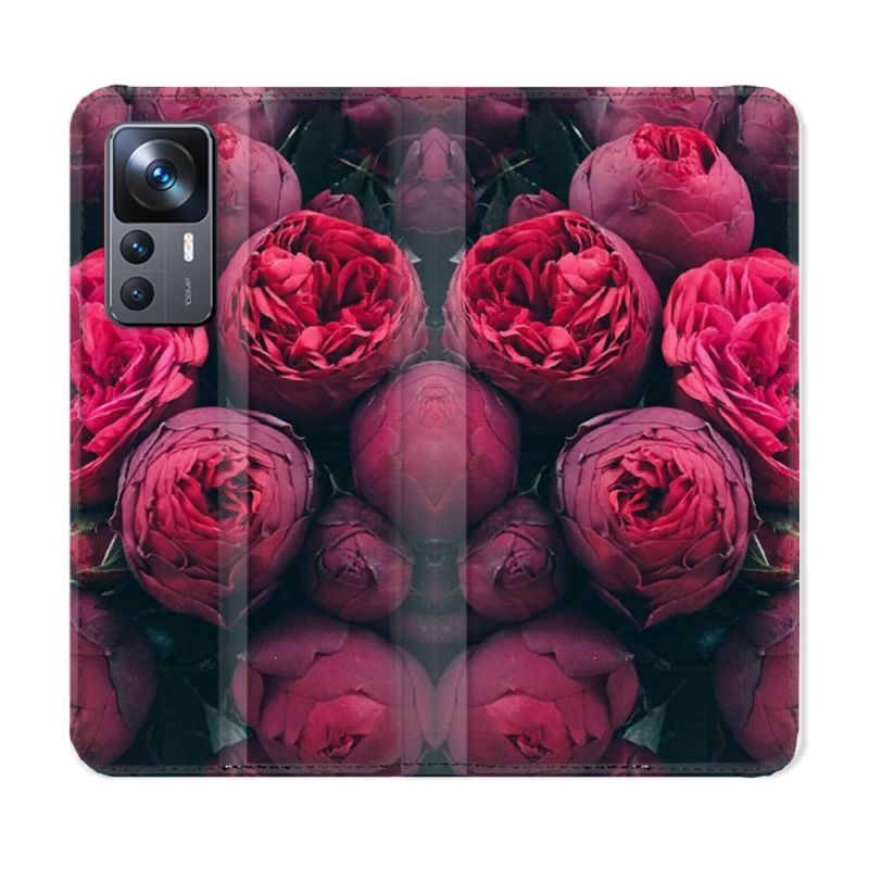 Housse Cuir Portefeuille Pour Xiaomi 12T Fleur Pivoine
