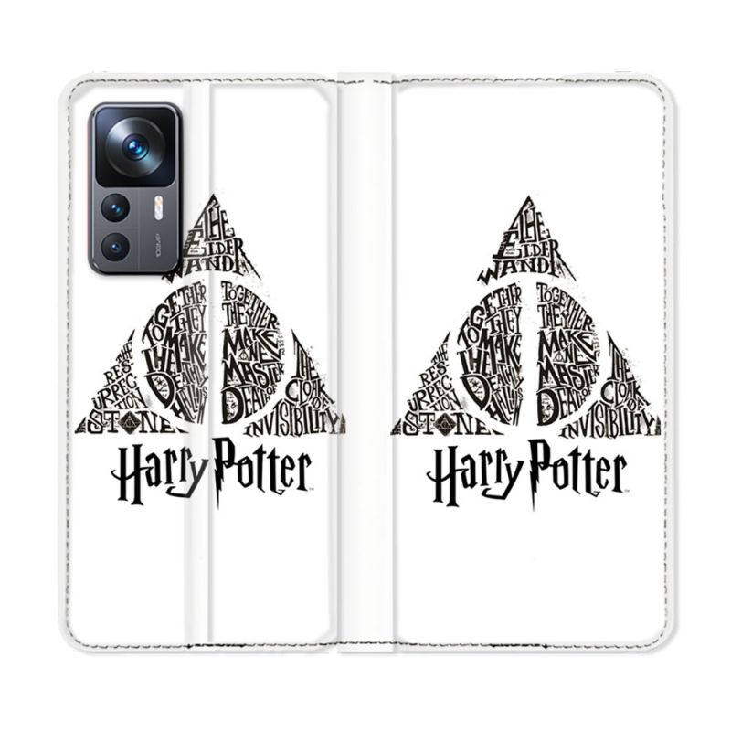 Housse Cuir Portefeuille Pour Xiaomi 12T Harry Potter Hollows triangle Blanc