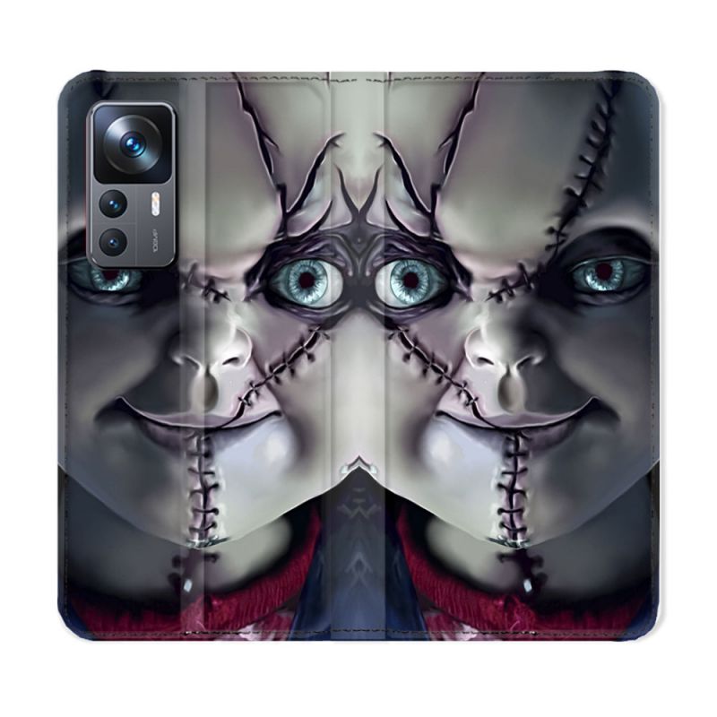 Housse Cuir Portefeuille Pour Xiaomi 12T Horreur Chucky Cicatrice