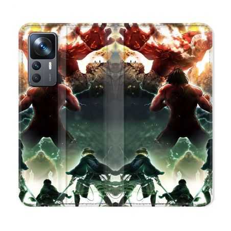 Housse Cuir Portefeuille Pour Xiaomi 12T Manga Attaque Titans Combat