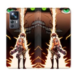 Housse Cuir Portefeuille Pour Xiaomi 12T Manga Attaque Titans Eren Eclair