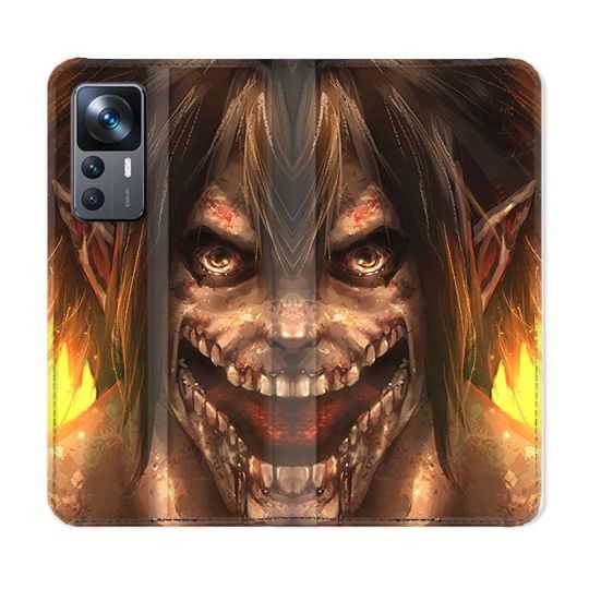 Housse Cuir Portefeuille Pour Xiaomi 12T Manga Attaque Titans Eren Titan