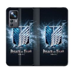 Housse Cuir Portefeuille Pour Xiaomi 12T Manga Attaque Titans Noir