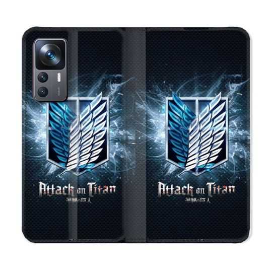 Housse Cuir Portefeuille Pour Xiaomi 12T Manga Attaque Titans Noir