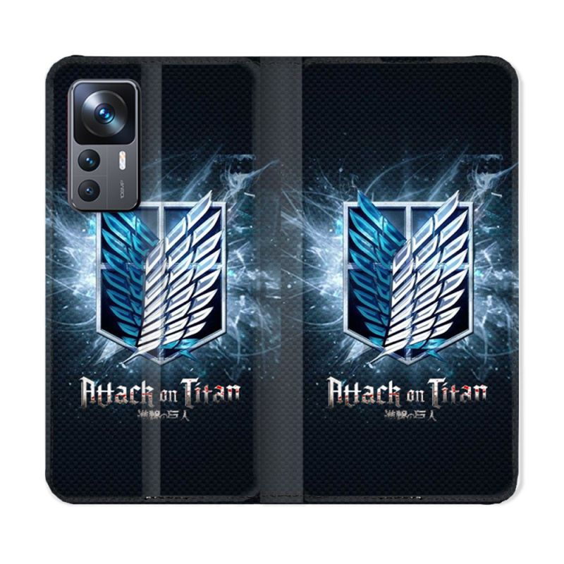 Housse Cuir Portefeuille Pour Xiaomi 12T Manga Attaque Titans Noir